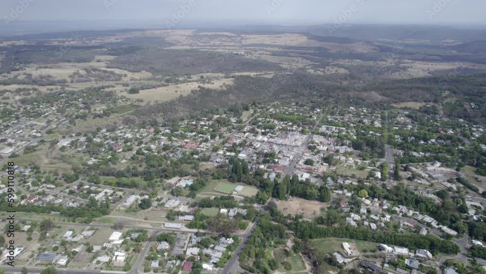Aerial View Of Beechworth, Well-preserved Historical Town In Victoria, Australia. Aerial View Of Beechworth, Well-preserved Historical Town In Victoria, Australia.