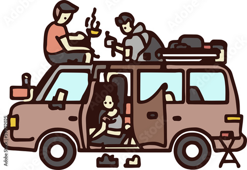 Car camping png graphic clipart design © pisut