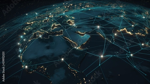 worldwide network connection, digital art illustration, Generative AI