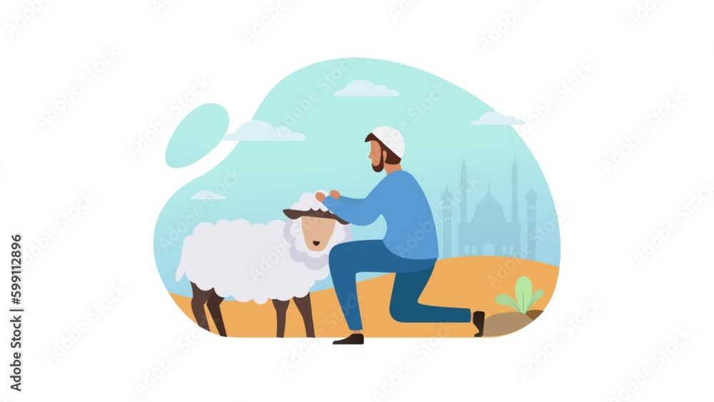 Muslim holiday the sacrifice an animal to God, Eid al Adha greeting animation concept. 4k video animated Muslim holiday the sacrifice an animal to God, Eid al Adha greeting animation concept. 4k video animated