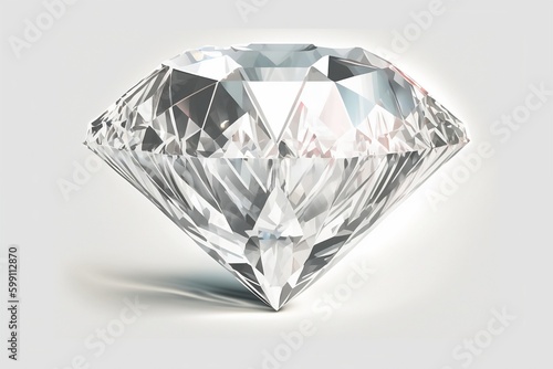 perfect isolated diamond on white background, Generative AI, gemstone, precious stone, carat, clarity