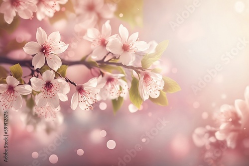 spring background with delicate pink sakura flowers, Generative AI, rose, bloom, petals, fragrance, beauty, romance