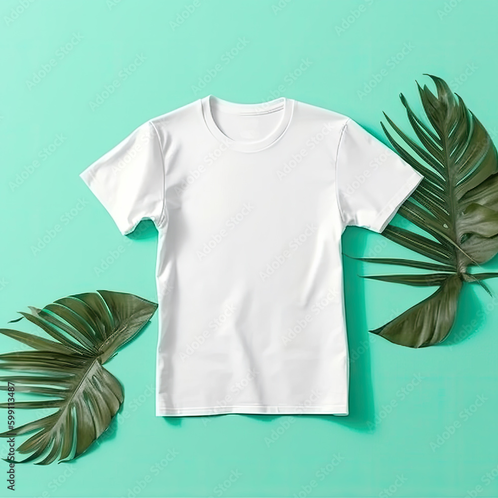 White shirt with green background White shirt with green background