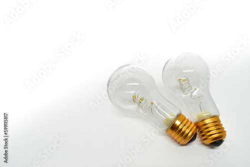 Принти на полотні golden light blub on white background, equipment for home