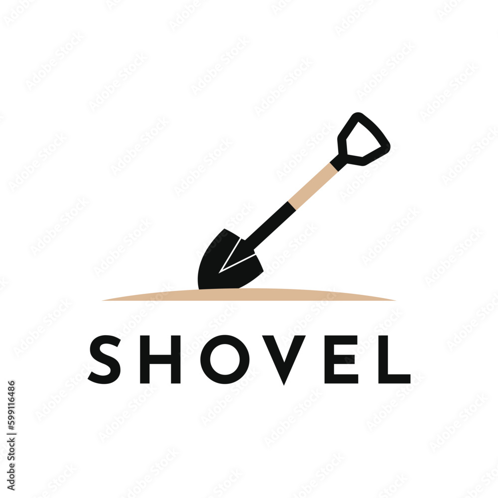 Simple shovel vector logo design template Simple shovel vector logo design template