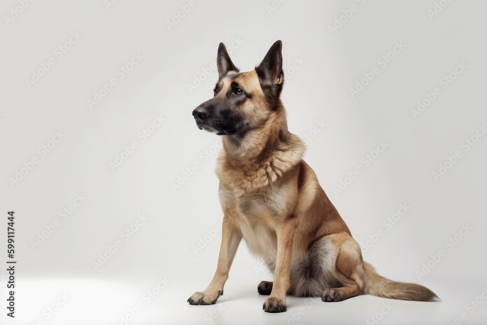 dog on white background, full body with free space