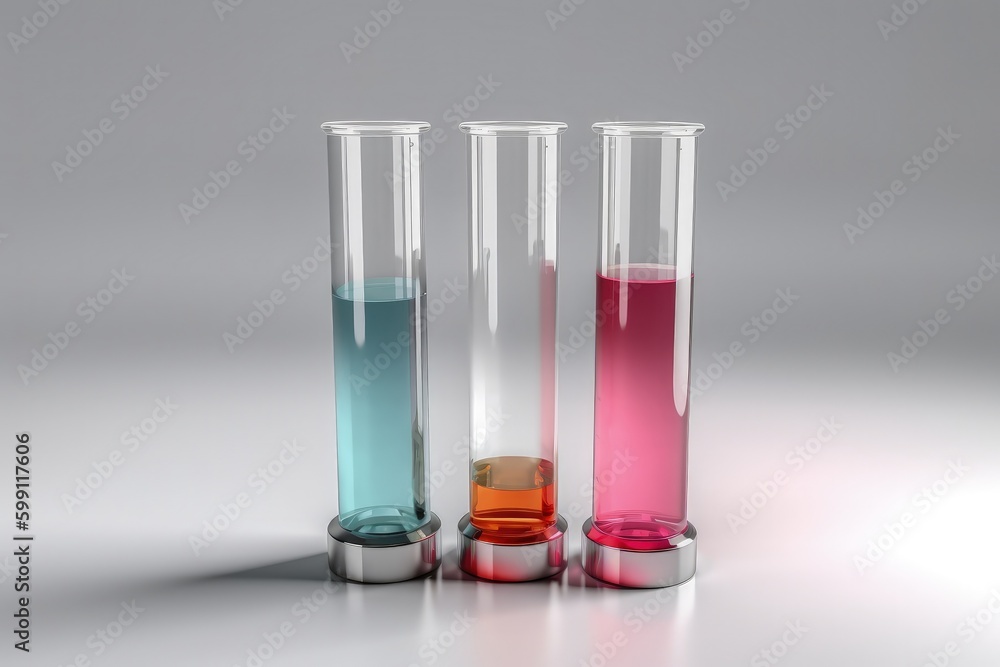 Test tubes on white background, research and science concept. Generative AI Test tubes on white background, research and science concept. Generative AI