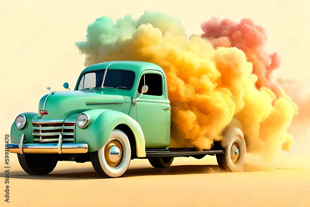 truck with fantasy background smoke, abstract concept, background smoke, generative AI truck with fantasy background smoke, abstract concept, background smoke, generative AI