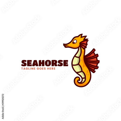 Fototapeta Naklejka Na Ścianę i Meble -  Vector Logo Illustration Seahorse Mascot Cartoon Style.