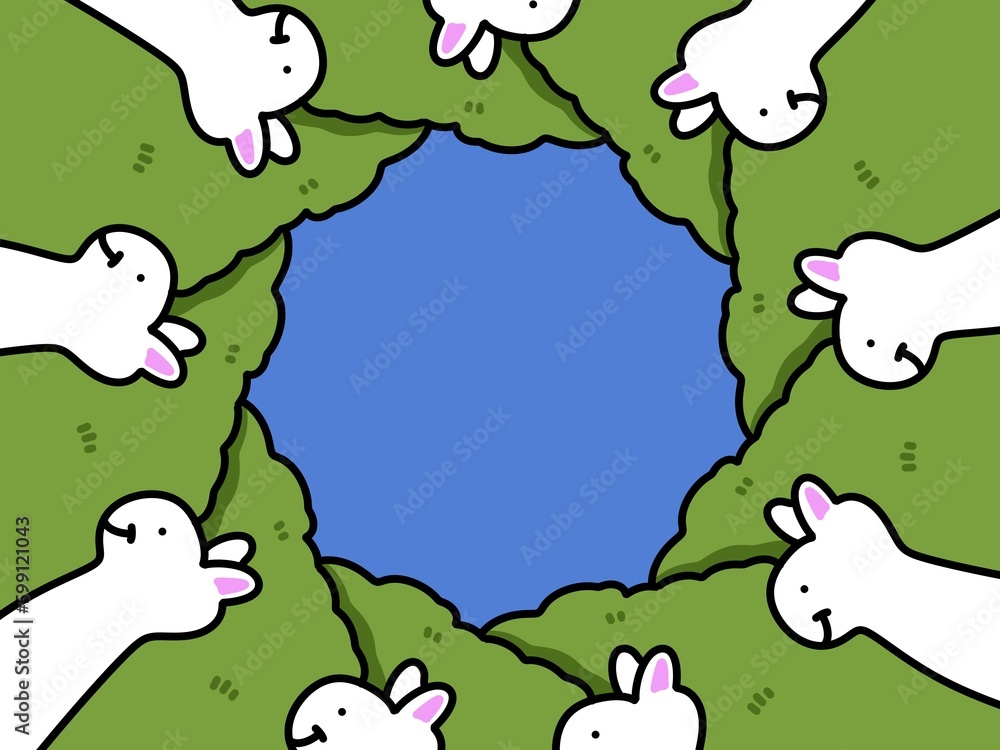 Naklejka premium art color of cute rabbit cartoon