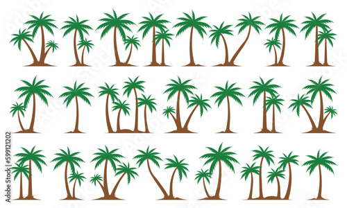 Palm Trees Set Isolated On White Background. Palm Silhouettes. Design Of Palm Trees For Posters, Banners And Promotional Items. Vector Illustration. Palm Icon On White Background © Nayem Pro