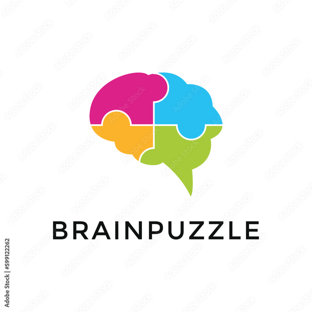Barin puzzle logo design vector template Barin puzzle logo design vector template