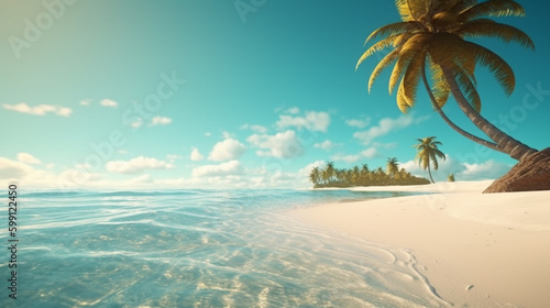 tropical landscape beach. Generative AI © Putrasatria