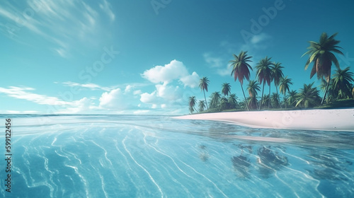 tropical landscape beach. Generative AI