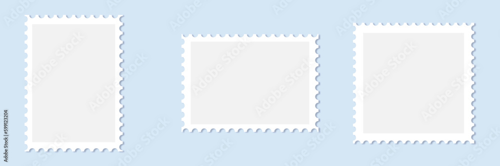 Fototapeta premium Blank Postage Stamps frames set