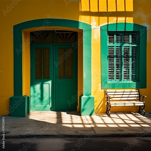 The Entrance to the House Illuminated by the Afternoon Sun  Generative AI