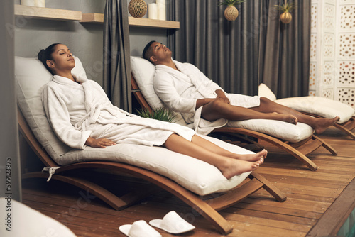 A spa treatment can be a great bonding experience. a young couple spending the day together at a spa.