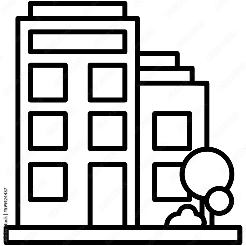 Building Icon. City Building Symbol. Line Icon Vector Stock Building Icon. City Building Symbol. Line Icon Vector Stock