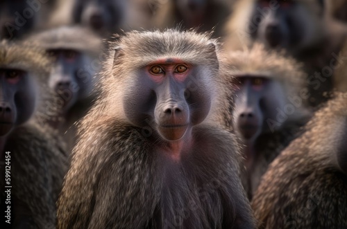 Baboon Special In A Crowd Background Generative AI