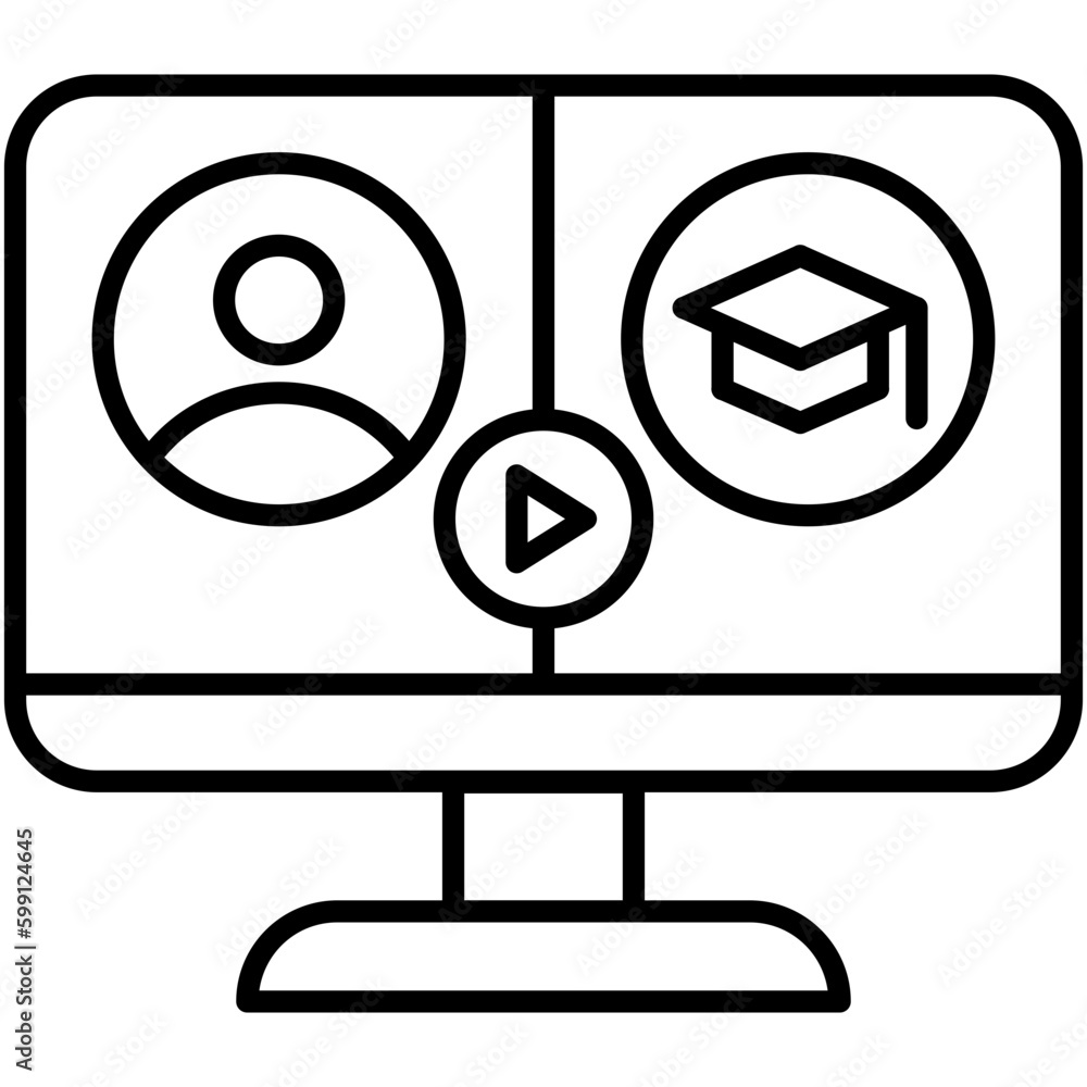 E Learning Icon. Live Webinar Symbol. Line Icon Vector Stock E Learning Icon. Live Webinar Symbol. Line Icon Vector Stock