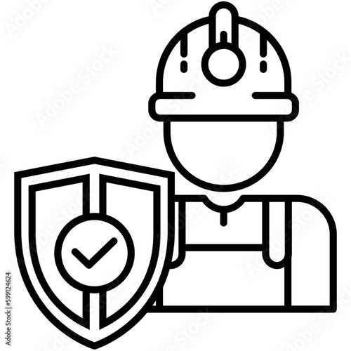 Work Care Icon. Safety Accident Shield Symbol. Line Icon Vector Stock