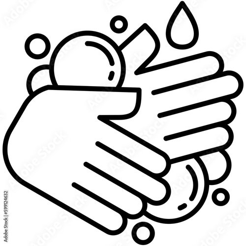 hand wash icon. germ disinfection symbol. line icon vector stock
