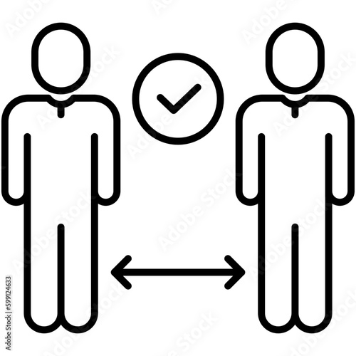 Social Distancing Icon. Avooid Public Contact Symbol. Line Icon Vector Stock