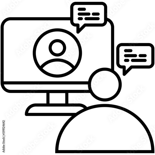 virtual call icon. online communication symbol. line icon vector stock