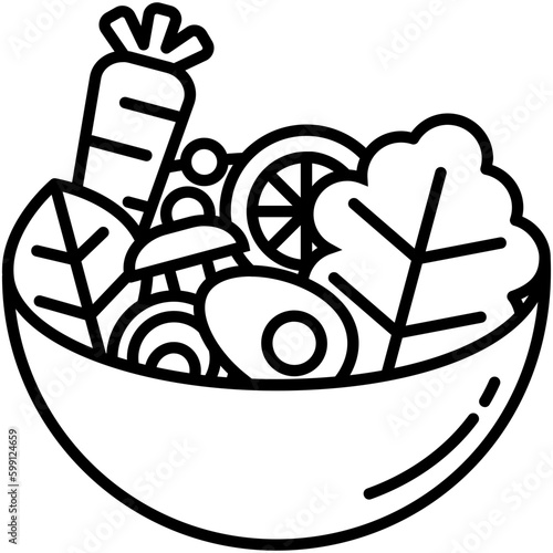 Salad Icon. Healthy Diet Food Symbol. Line Icon Vector Stock