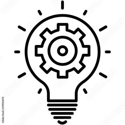 Engineering idea Icon. Gear Bulb Symbol. Line Icon Vector Stock