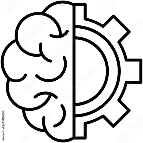 innovation icon. gear brain symbol. line icon vector stock