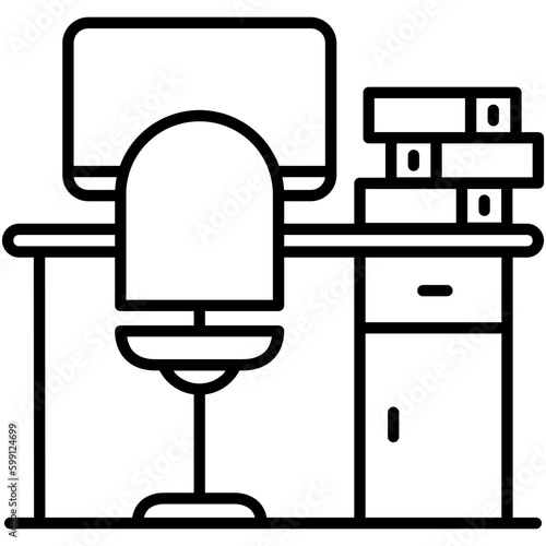 office desk icon. workspace symbol. line icon vector stock
