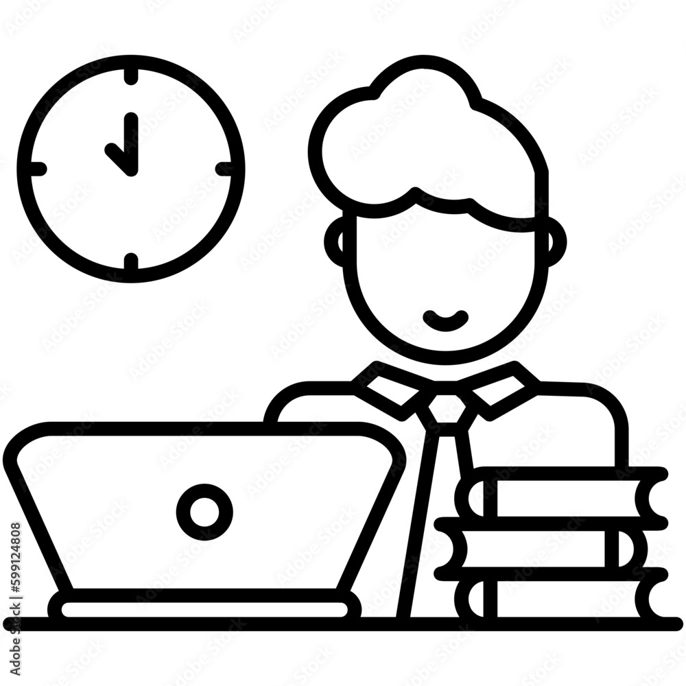 Office Icon. Employee Work Symbol. Line Icon Vector Stock