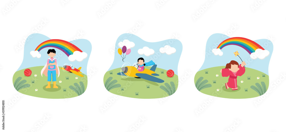 Children's Day Flat Bundle Design Illustration