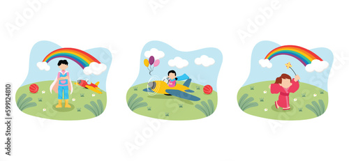 Children's Day Flat Bundle Design Illustration