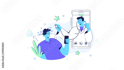 MedTech Medical Health Technology Illustration Doctor Patient Disease Hospital Clinic Nurse Medicine Ambulance XRay examination Check Treatment Covid-19 Sufferer Vaccine Smartwatch Consultation Online