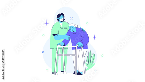 MedTech Medical Health Technology Illustration Doctor Patient Disease Hospital Clinic Nurse Medicine Ambulance XRay examination Check Treatment Covid-19 Sufferer Vaccine Smartwatch Consultation Online