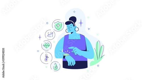 MedTech Medical Health Technology Illustration Doctor Patient Disease Hospital Clinic Nurse Medicine Ambulance XRay examination Check Treatment Covid-19 Sufferer Vaccine Smartwatch Consultation Online