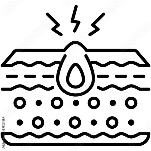 Acne Icon. Layer Pore Inflammation Symbol. Line Icon Vector Stock