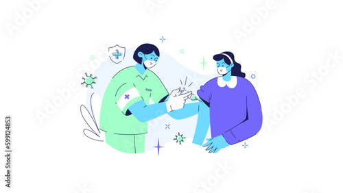 MedTech Medical Health Technology Illustration Doctor Patient Disease Hospital Clinic Nurse Medicine Ambulance XRay examination Check Treatment Covid-19 Sufferer Vaccine Smartwatch Consultation Online