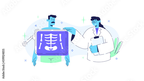 MedTech Medical Health Technology Illustration Doctor Patient Disease Hospital Clinic Nurse Medicine Ambulance XRay examination Check Treatment Covid-19 Sufferer Vaccine Smartwatch Consultation Online