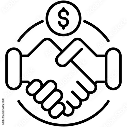 Deal Icon. Business Agreement Symbol. Line Icon Vector Stock