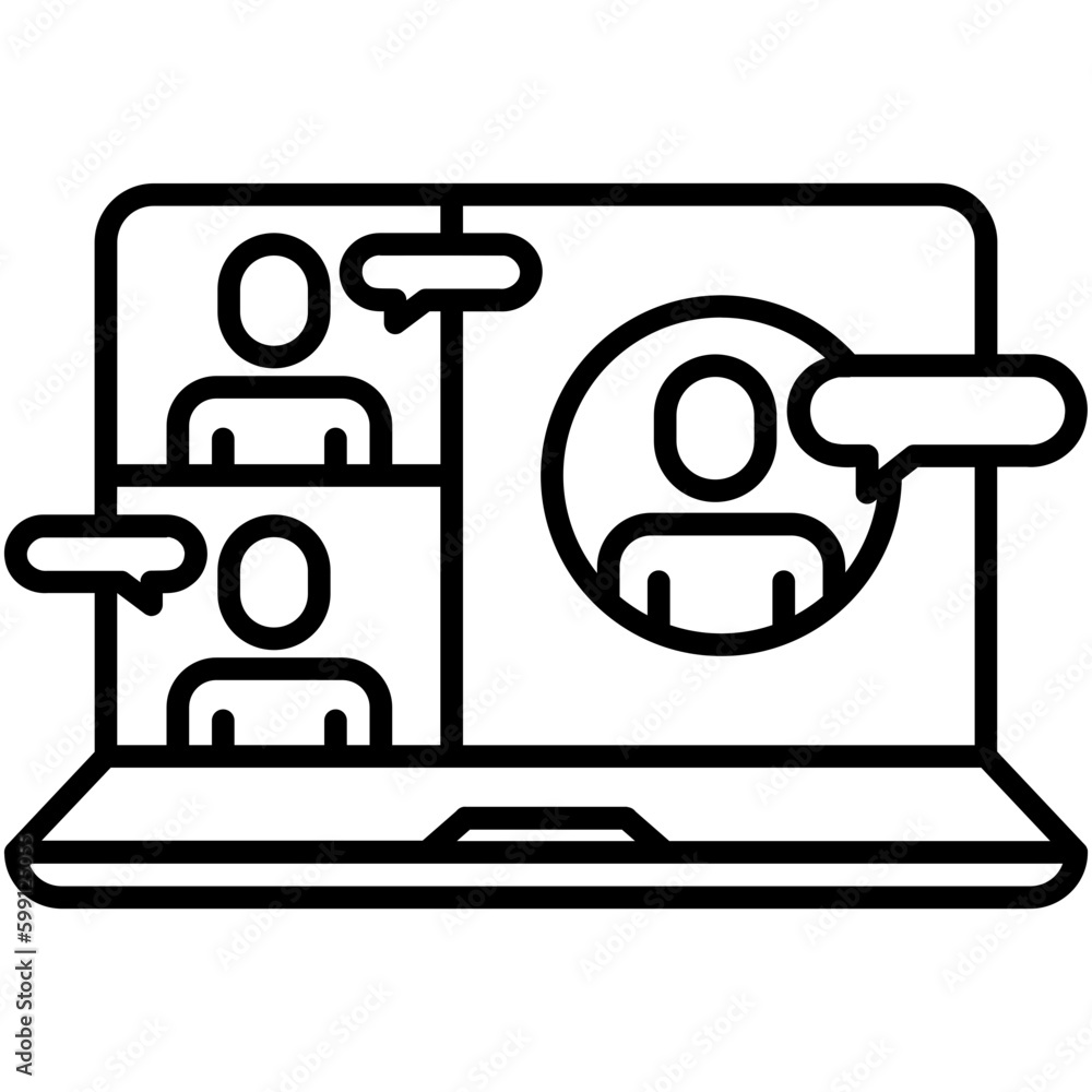 Video Conference Icon. Online Communication Symbol. Line Icon Vector Stock Video Conference Icon. Online Communication Symbol. Line Icon Vector Stock