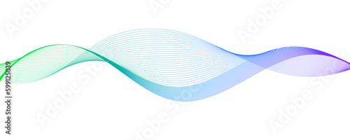 Smooth flowing wave lines. Abstract curved wavy stripes. Light green blue purple gradient design element for presentation, flyer, poster, website, banner, brochure. Vector illustration