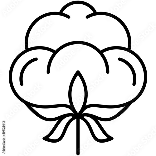 Cotton Ball Icon. Cotton Flower Symbol. Line Icon Vector Stock 