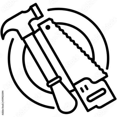 carpenter icon. hammer tool building symbol. line icon vector stock