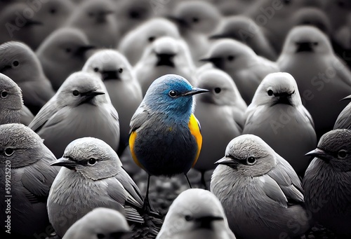 Bird Sticking Out In A Group Background Generative AI