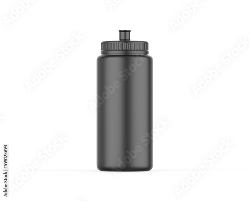 Black sport sipper bottles for water isolated mock up and template design. 3d render illustration.