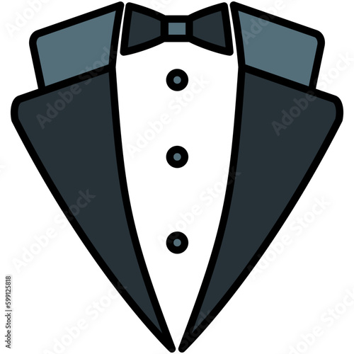 Butler Icon. Tuxedo Style Symbol. Line Filled Icon Vector Stock