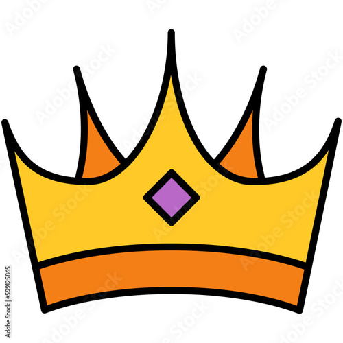Crown Icon. Royal King Crown Symbol. Line Filled Icon Vector Stock © Liara Studio
